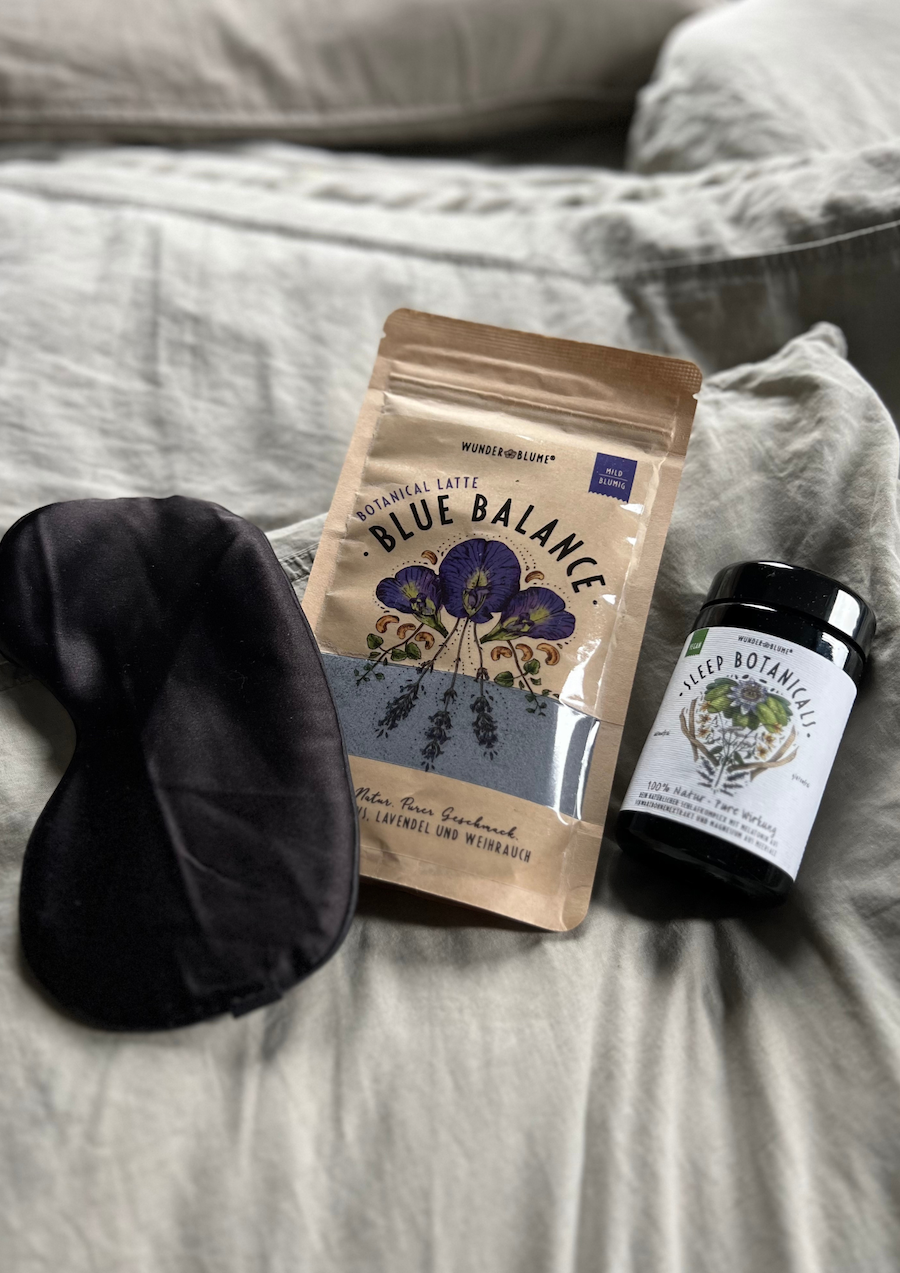 Wunderblume - Sleep Bundle Supplement Sleep Botanical Schlafmaske Ebook Blue Balance Bett Schlafen Wunderblume - Sleep Bundle Supplement Sleep Botanical Schlafmaske Ebook Blue Balance Bett Schlafen